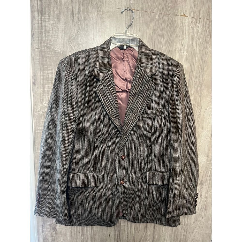 Oakton herringbone Men's Blazer Sport Coat Two Button Jacket Tweed Size 42S
